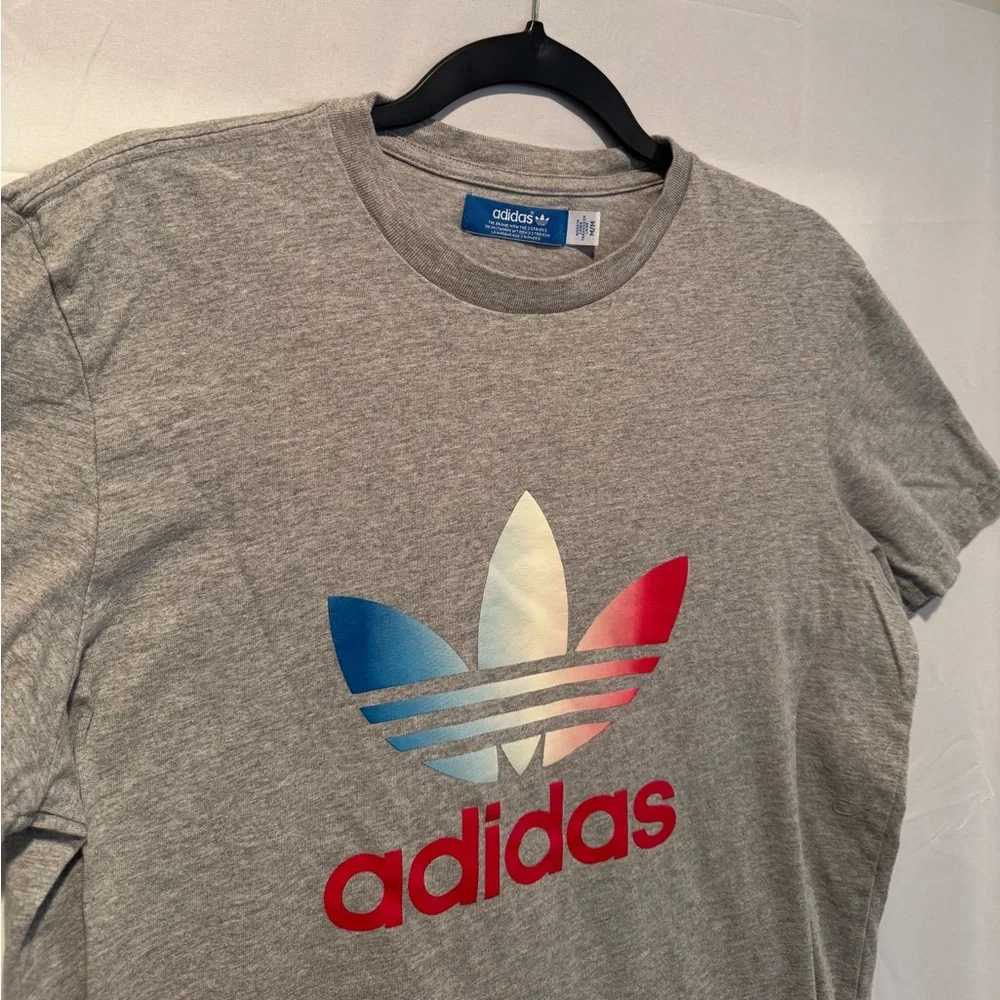 adidas Gray Tee with Multicolor Logo - Picture 2 of 2